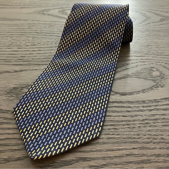 Premiere Collection | Tie | Yellow & Blue rectangular prints - Picture 1 of 2